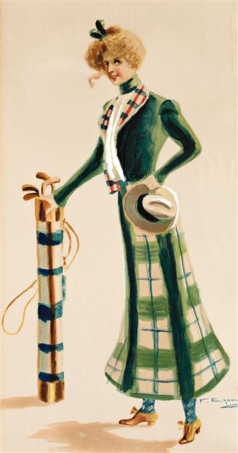 F. EARL CHRISTY (1882-1961) Girl golfer in green.